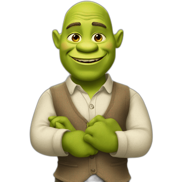 shrek doing the handsign as a teacher emoji