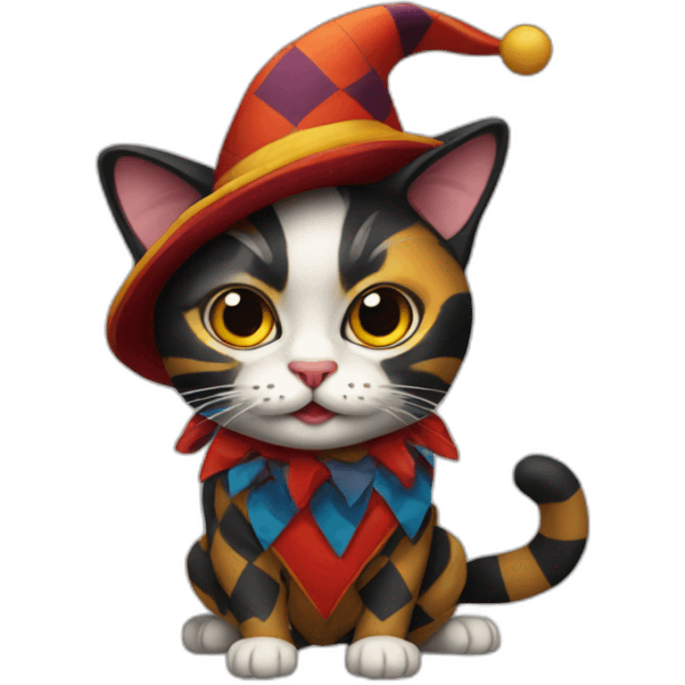 cat disguised as harlequin emoji