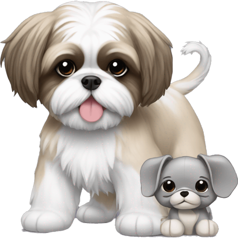 Shihtzu with elephant plushie emoji