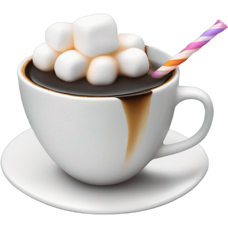 cup of coffee with marshmellows and straw emoji