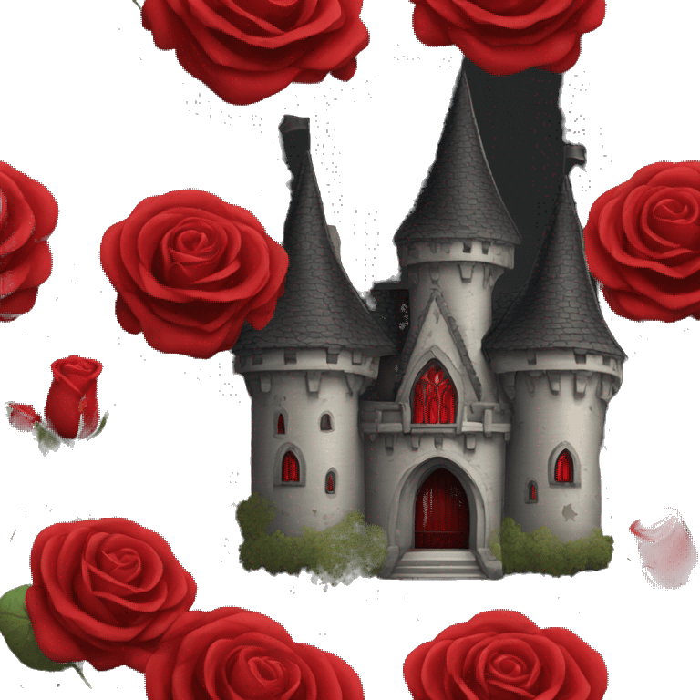 Black and red gothic castle with roses emoji