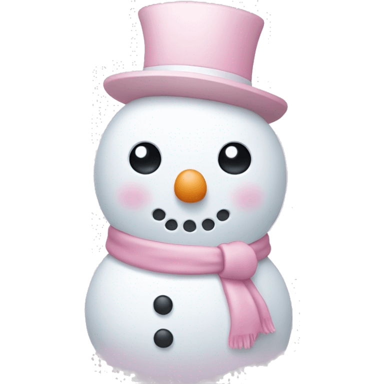 Cute white and light pink snowman emoji