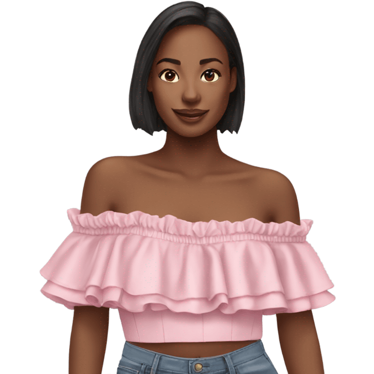 Realistic pink ruffle off shoulder top, isolated emoji