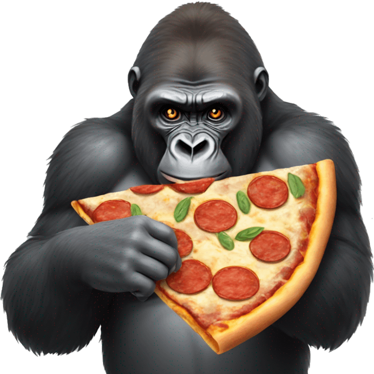 Gorilla eating pizza emoji