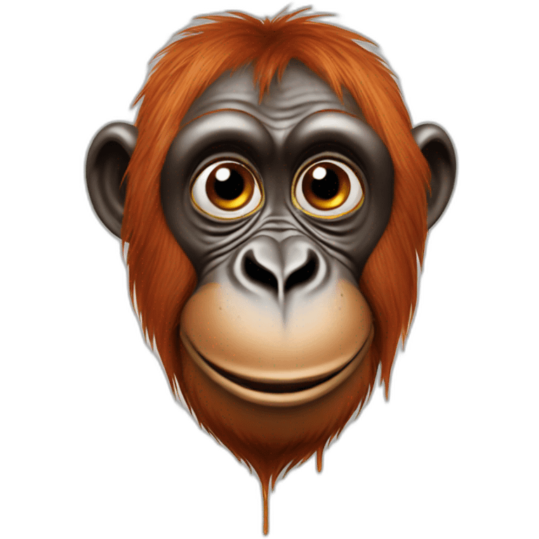 orangutan with melting face emoji