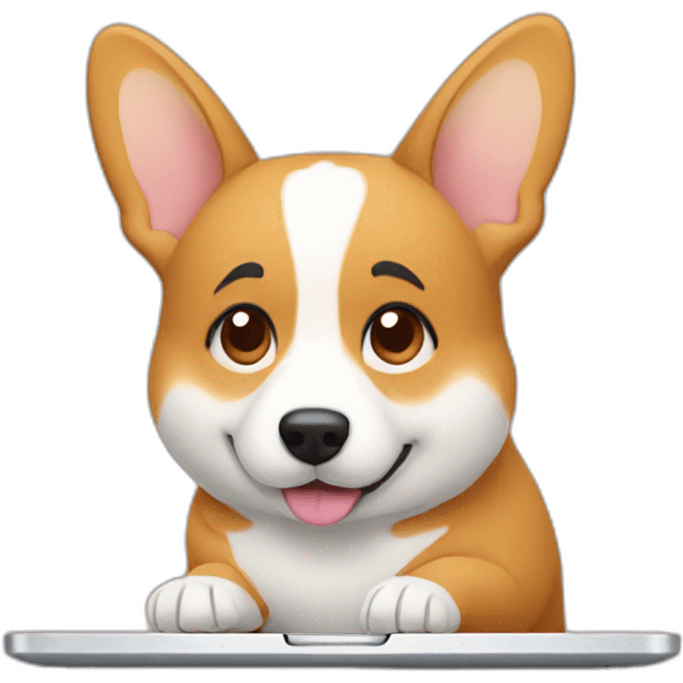 corgy typing sadly on laptop emoji