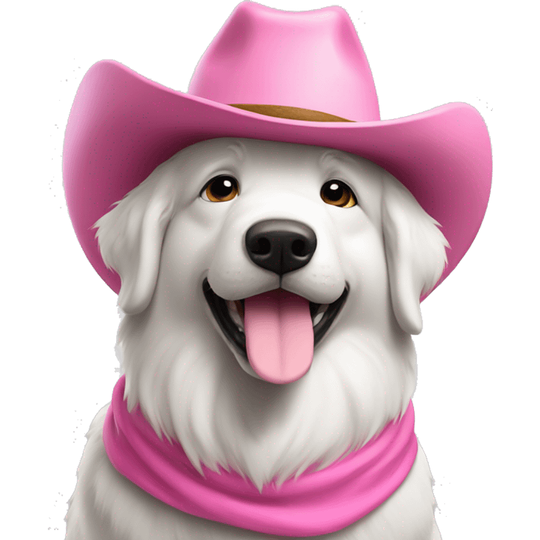 Great Pyrenees with pink cowboy hat emoji