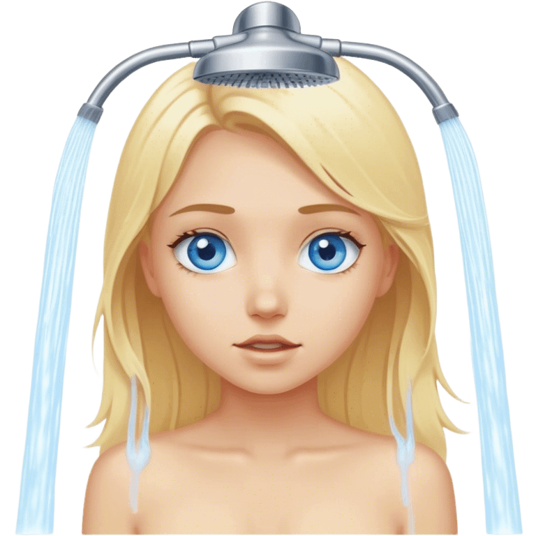 Blonde and blue eye girl in the shower emoji