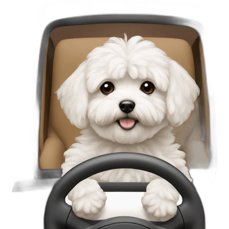 Maltipoo driving car emoji