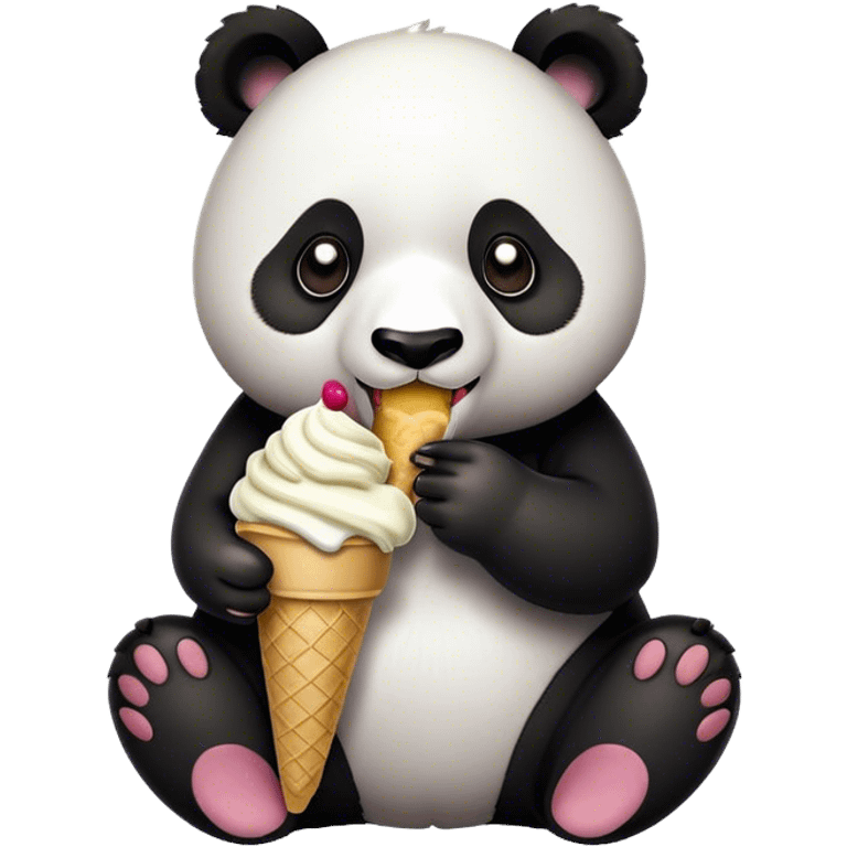 Panda eating ice cream emoji