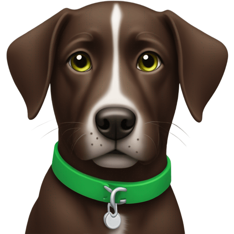 Chocolate lad with green collar and grey on muzzel emoji