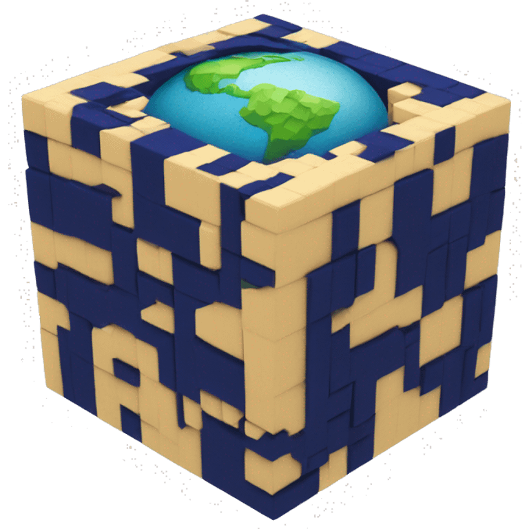 Cube earth made of voxels emoji