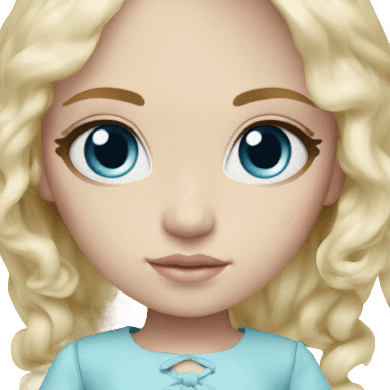 ocean blue doll eyes, blonde hair, feminine, pink, girl, angelic emoji