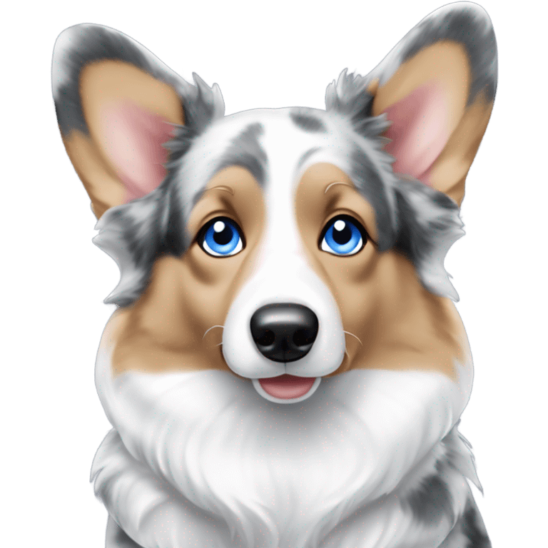 Blue Merle welsh corgi tan eyebrows bright blue eyes  emoji