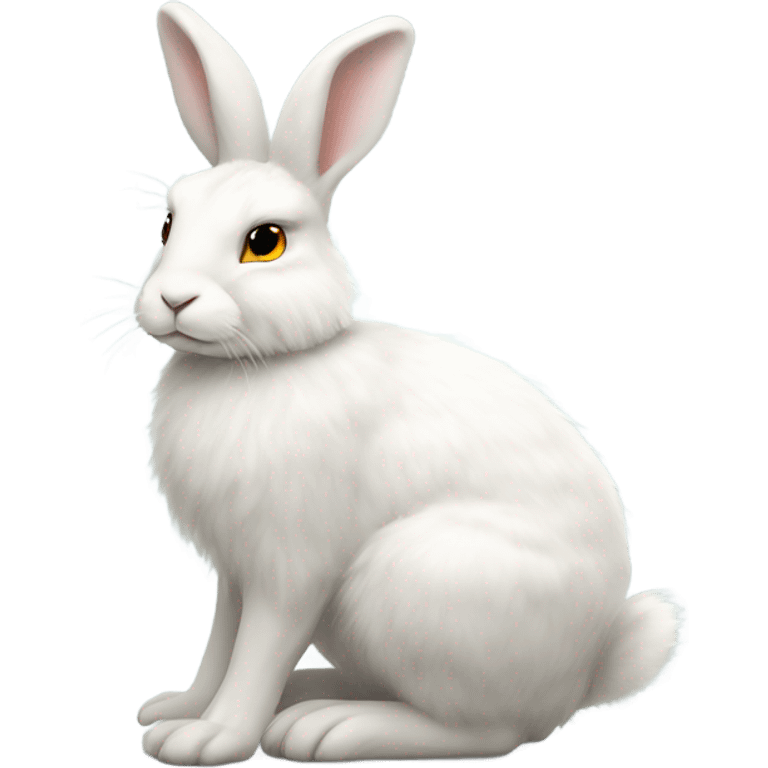 white hare round body sitting down no feet very fluffy side view full body emoji