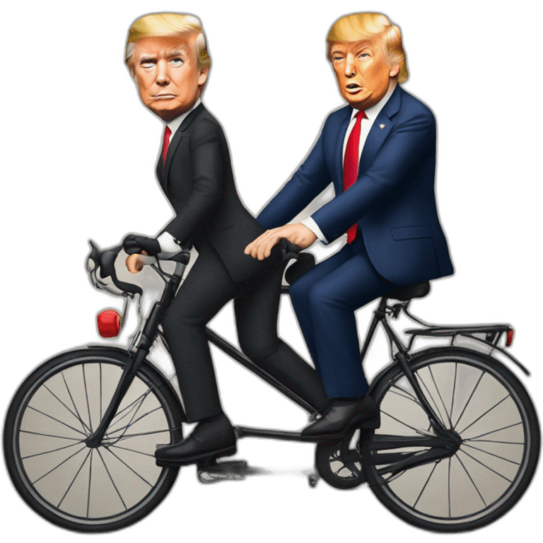 Donald trump et Emanuel Macron sur un vélo emoji