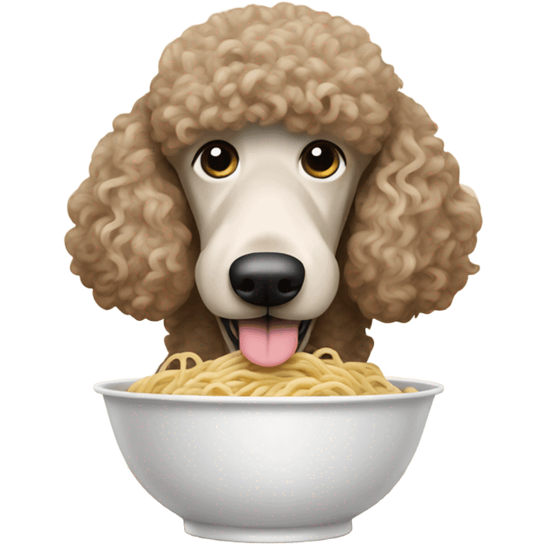 Standard poodle eating noodles  emoji