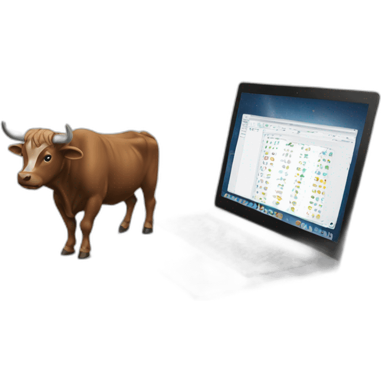 bull using laptop emoji