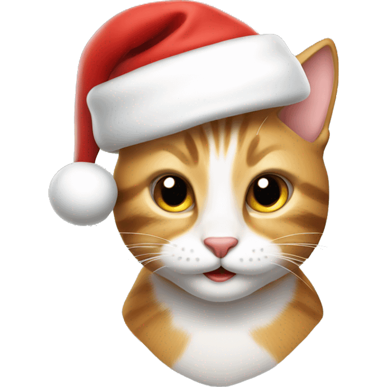 happy cat wearing a santa hat emoji