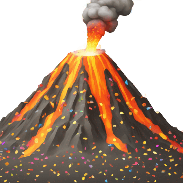 An exploding volcano but rather than lava it’s spewing out confetti  emoji