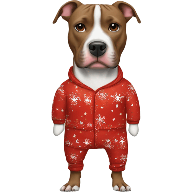 Pitbull wearing Christmas pajamas  emoji