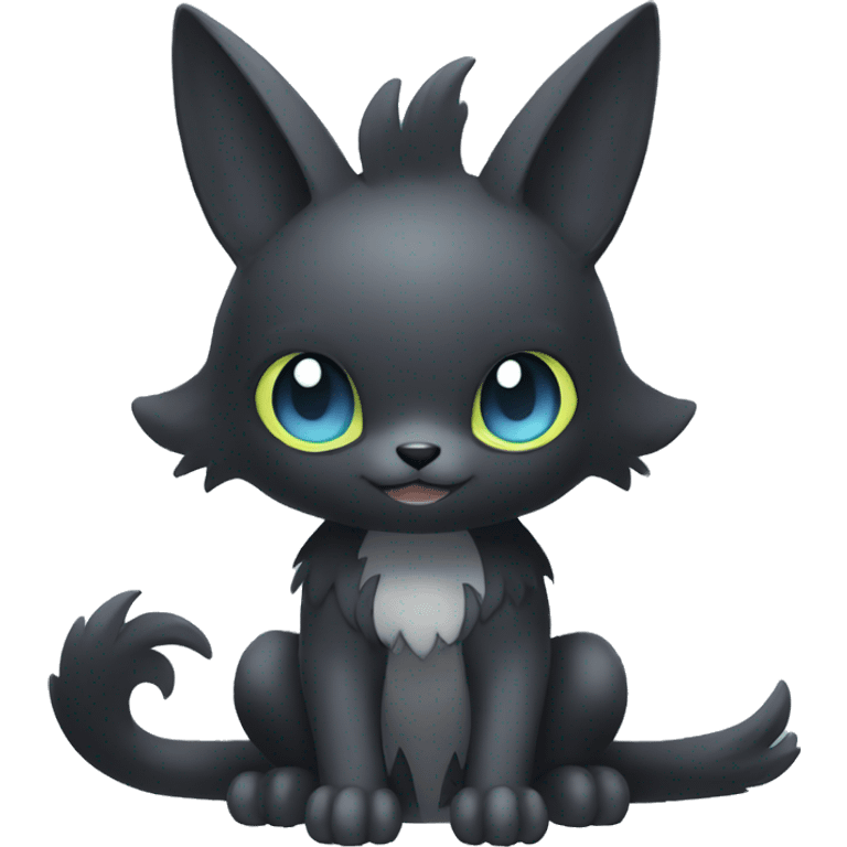 Cute cool shiny fantasy dark-shadow-themed animal hybrid Fakemon full body emoji