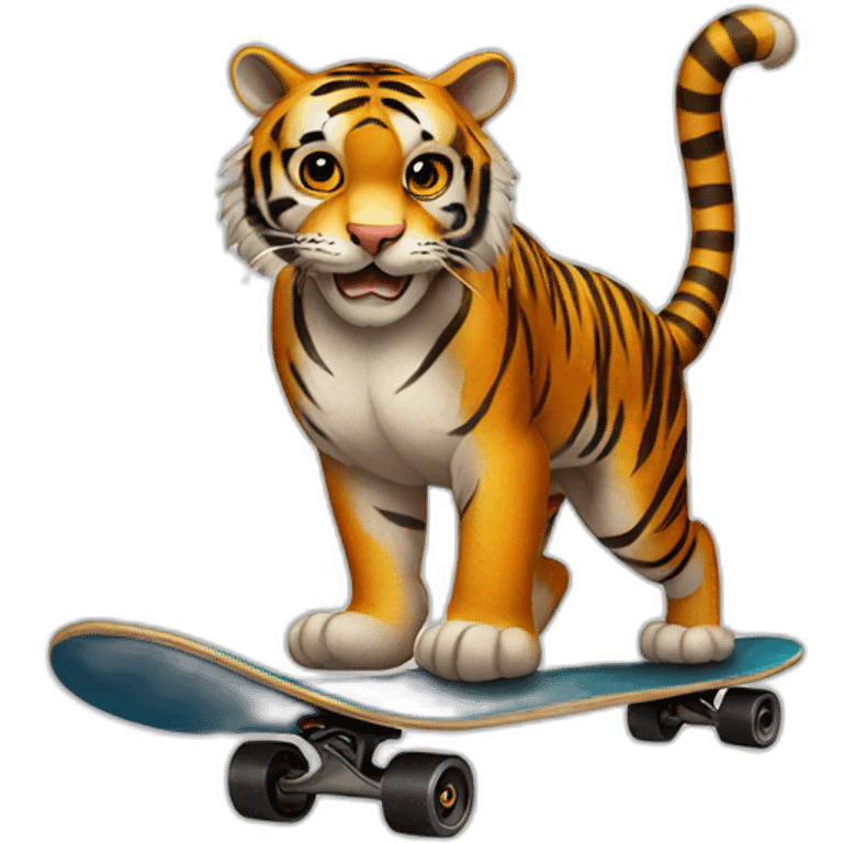 Tiger on Skateboard emoji