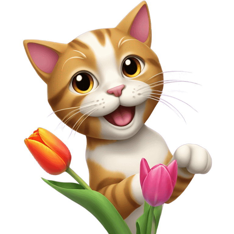 Cat with a tulip emoji