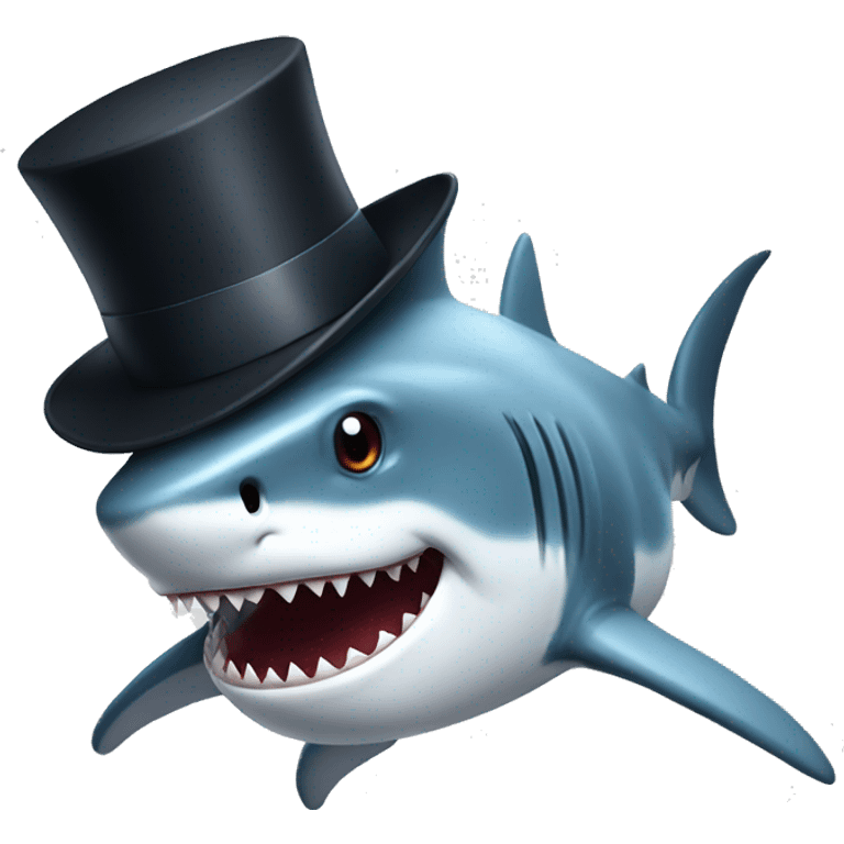 Shark with a top hat emoji