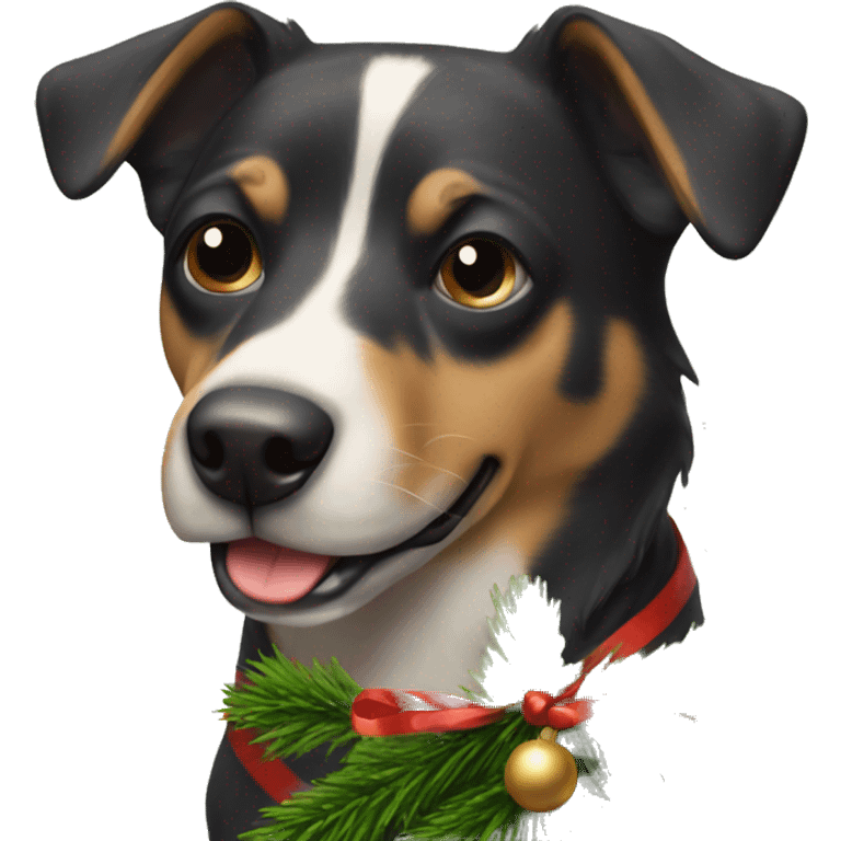 Dog with Christmas tree emoji