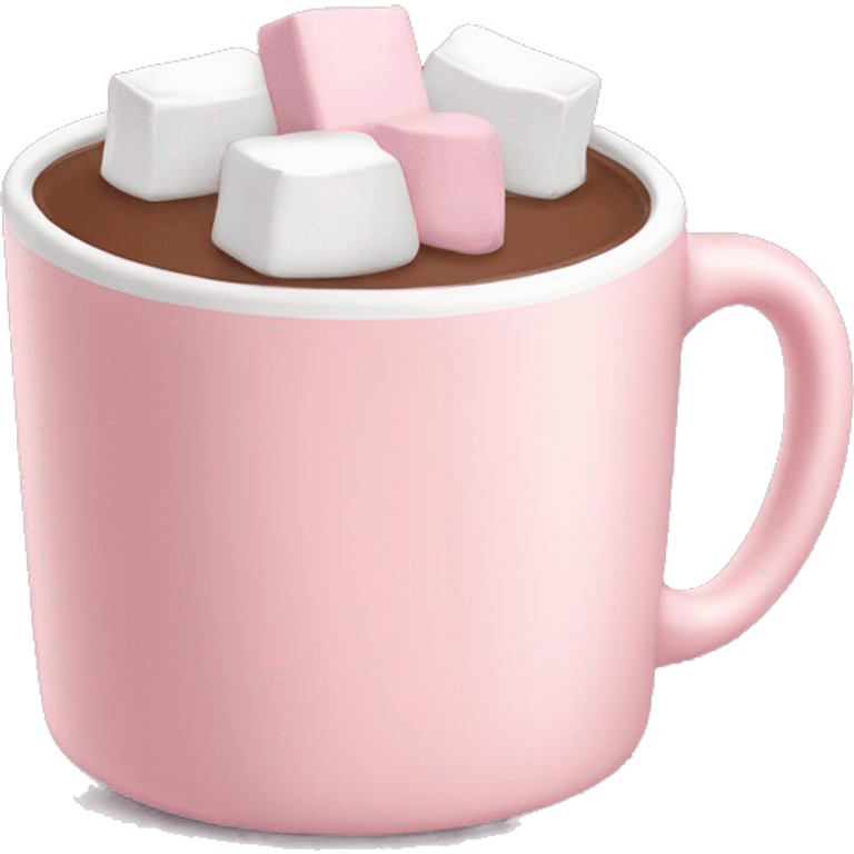 Light Pink mug of hot chocolate with marshmallows  emoji