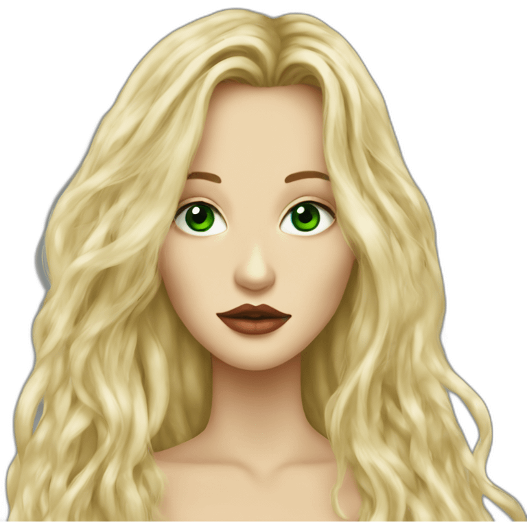 Johnny Depp kiss blond woman with green eyes amd very very very long hair emoji