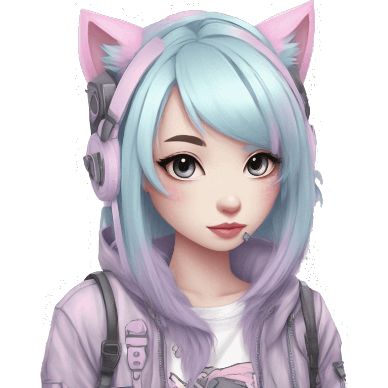 Edgy Kawaii Cute Cool Pastel Cartoon Beautiful Elegant Pretty Anime Punk Techwear Gothic Catgirl emoji