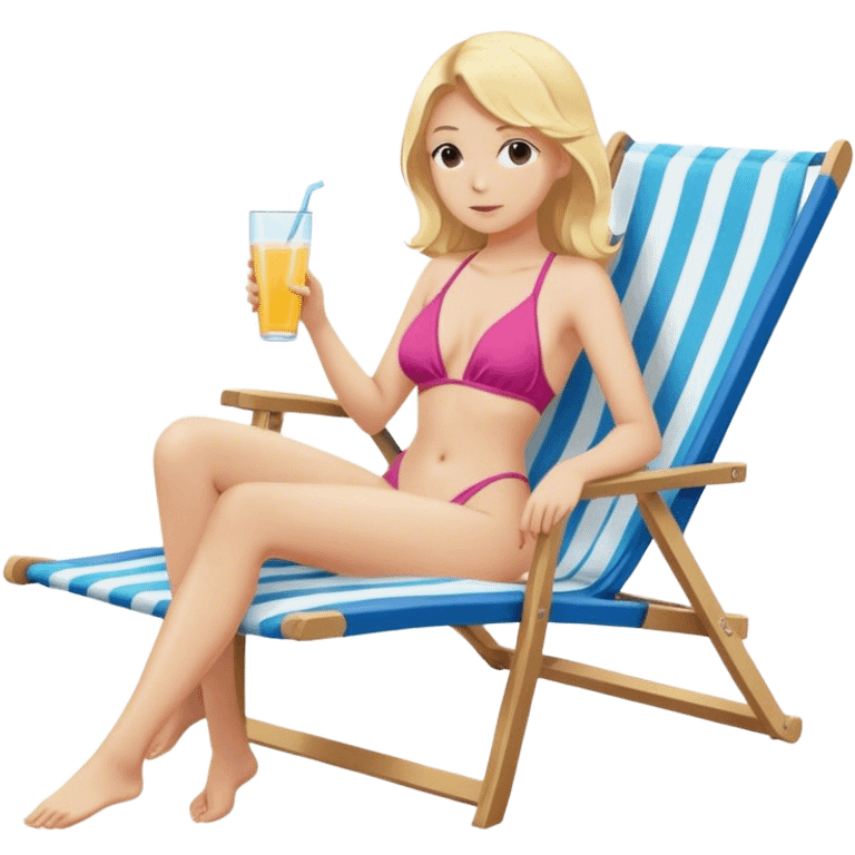 Blonde woman in one piece bathing suit relaxing in beach chair from the back emoji