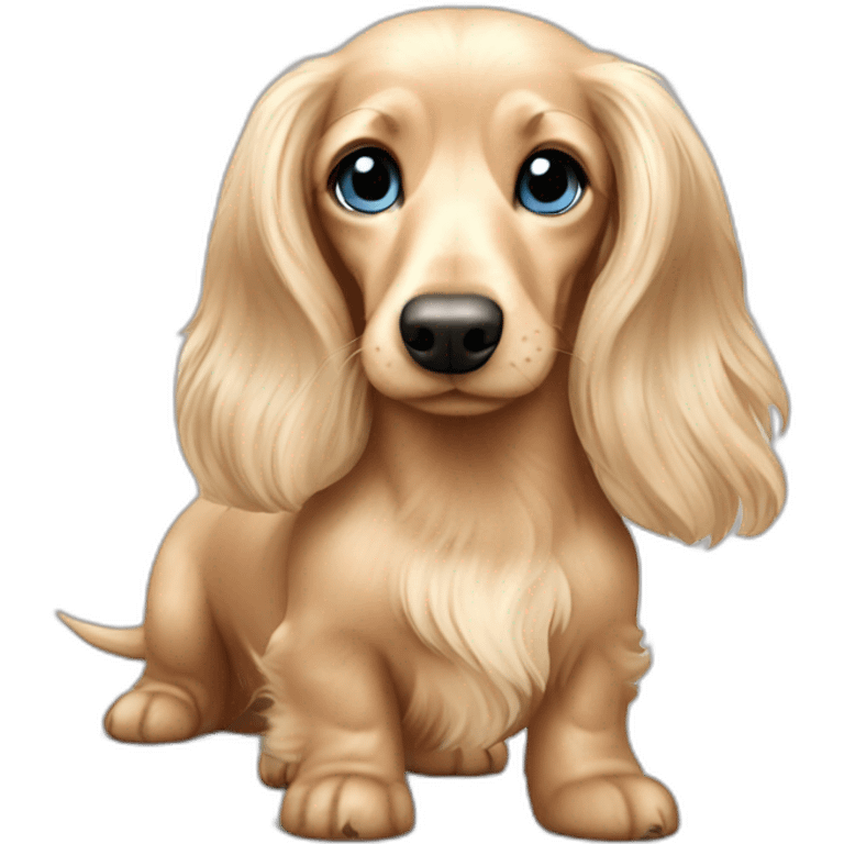 Cream Dachshund long haired blue eyed emoji