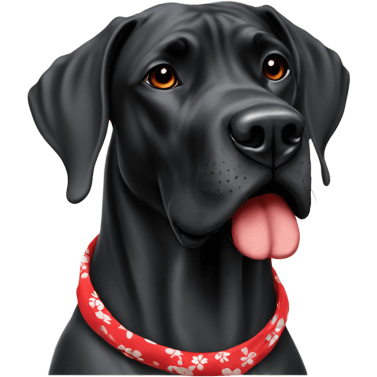 Black Great Dane with Hawaiian red bandana emoji