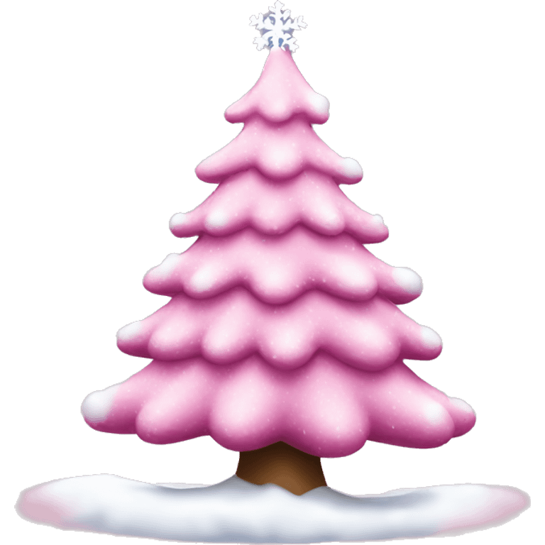 Pink christmas tree with snow emoji