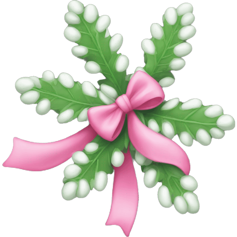 Mistletoe with pink bow emoji