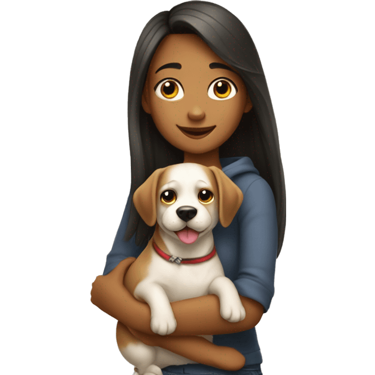 a beautiful girl hug a dog emoji