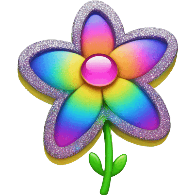 Flower, rainbow, colorful, neon, glitter  emoji