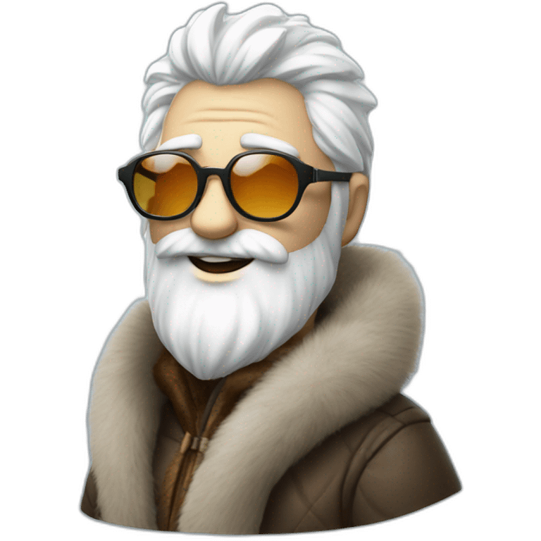 cool Father Frost in sunglasses glasses in a fur coat emoji