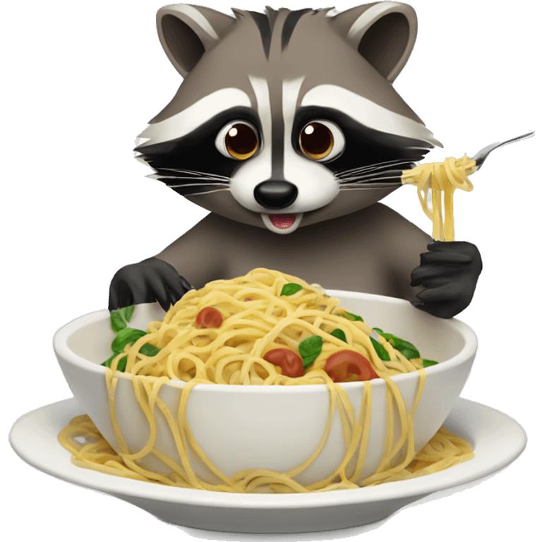 Raccoon eat spaggetti emoji