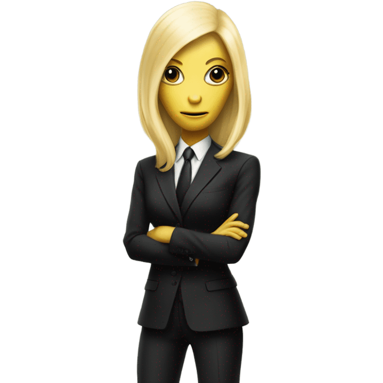 a blonde reptilian alien woman as men in black, full body emoji