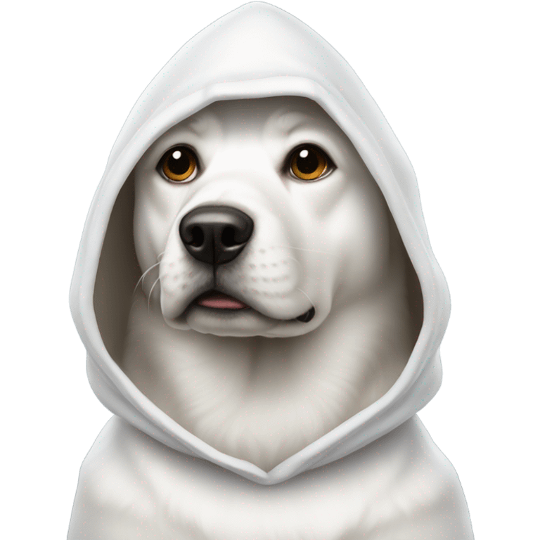 A dog that is all white with a hood emoji