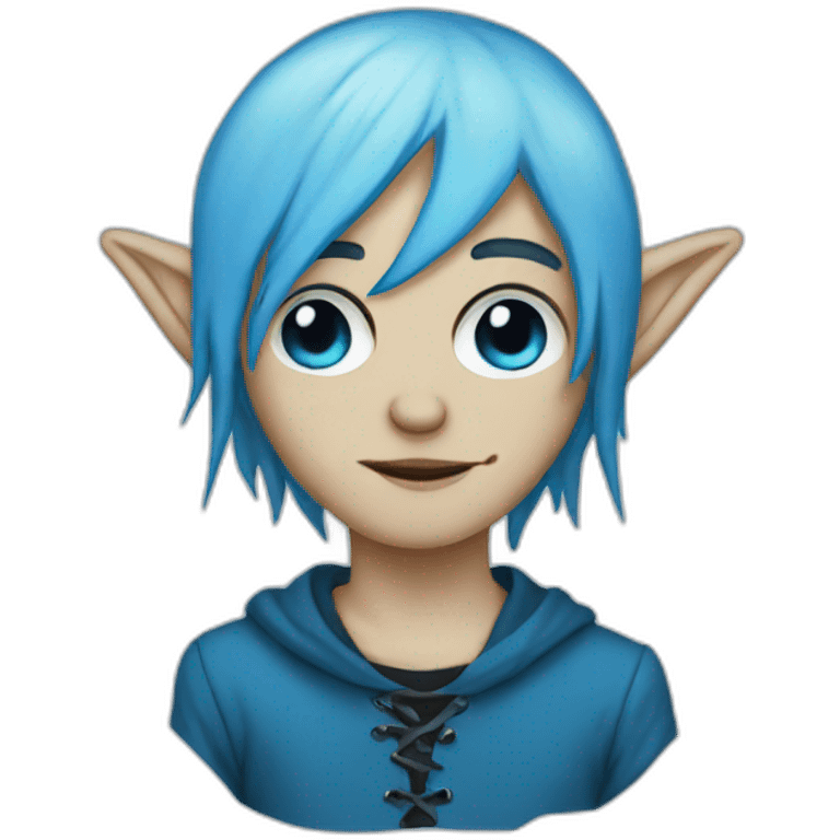 Emo elf blue emoji