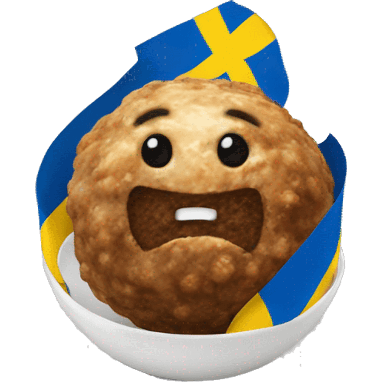 Swedish flag on a Swedish meatball emoji