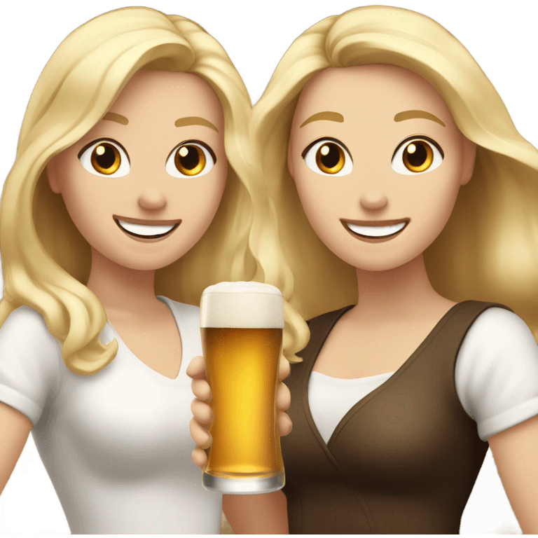 one white girl with blonde hair and one white girl with brown hair cheers alcohol very happy emoji