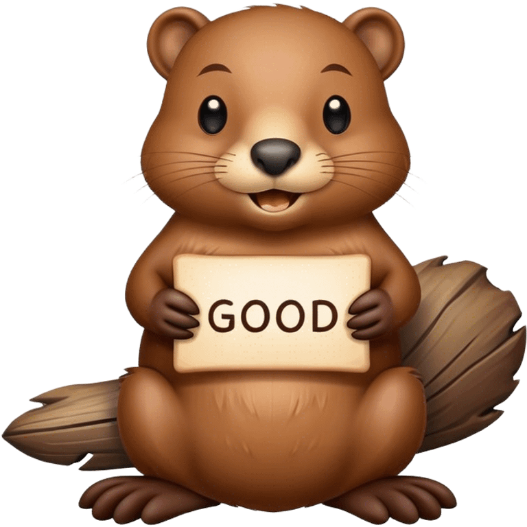 Beaver with inscription good night emoji