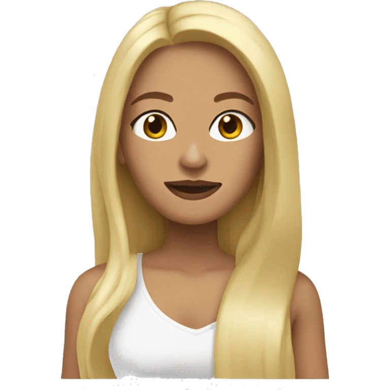 Women with blonde Long  hair Brown eyes and Wearing a Tang top  emoji