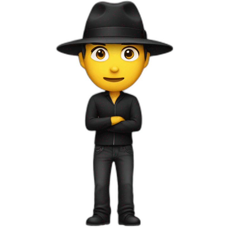 Men with black hat with full body emoji